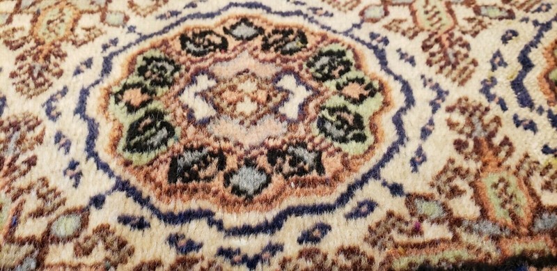 Cross Patterned Natural Dye Cr1960-1980s Vintage Wool Pile Hereke Rug 7x10ft gallery