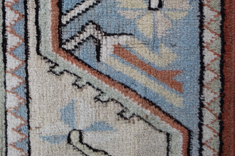 Vintage Hand Made Traditional Oriental Wool Beige Pink Blue Large Rug 200x122cm gallery