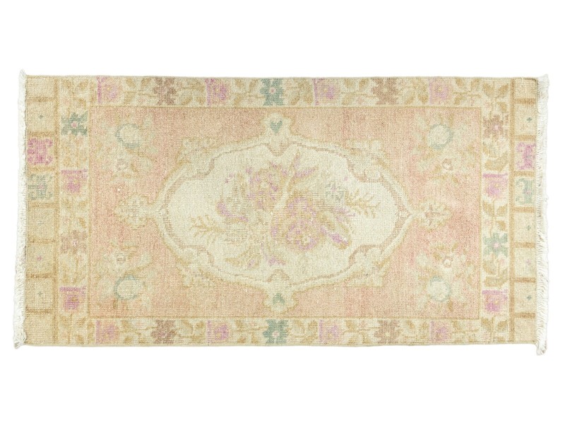Boho Chic Small Turkish Rug-Vintage Oushak Floral Mat for Bath, Floor-1.9x3.3 ft gallery