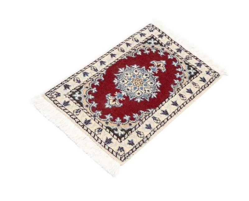 Hand-Knotted Small Indo-Nain 1X2 Wool Oriental Rug Floral Design Carpet gallery