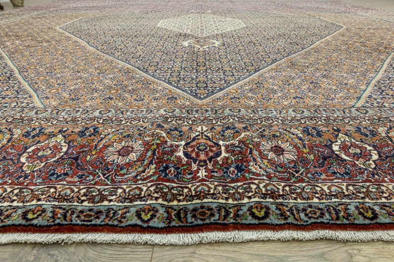 Vintage Oriental Area Rug 13x13.6 ft Navy Rust – Oversized Square Luxury Decor gallery
