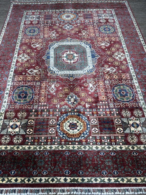 Afghan Mamluk Wool Rug 6x8 Ft Fine Quality Hand Knotted Geometric Area Carpet gallery