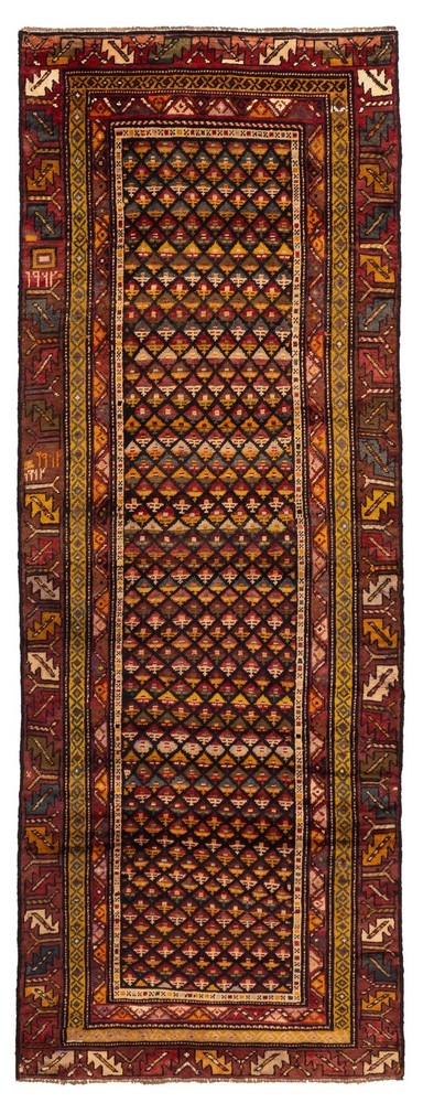 Vintage Hand-knotted Runner Rug 3'8" x 10'2" Traditional Oriental Wool Carpet