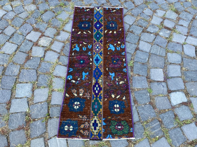 Patchwork rug,Bohemian rugs, Runner rug, Handmade rug,Turkish rug | 1,5 x 3,7 ft gallery