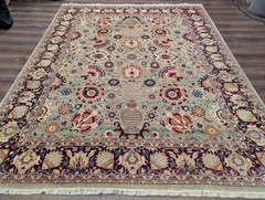 Pak Per’sian Rug 8×10 – Light Green Hand-Knotted Wool Oriental Carpet