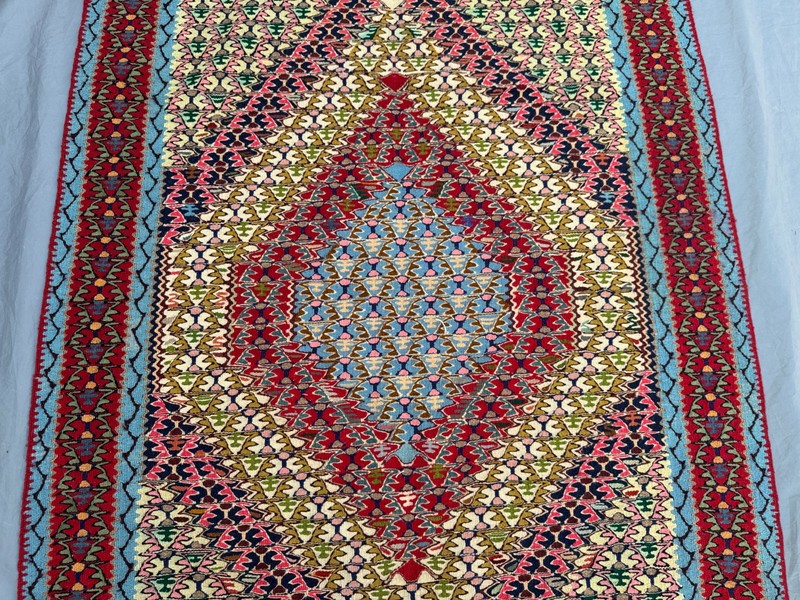 4'1 x 5 ft Vintage Turkish Inspired Caucasian Kilim Rug, Handwoven, Oriental Rug gallery