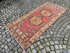 Bohemian rugs, Runner rug, Handmade, Turkish rug, Vintage, Wool | 3,7 x 7,8 ft