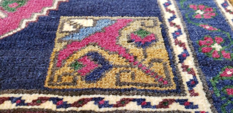 Lovely Vintage Hand-spun Wool Pile Natural Dyes Rug Turkey 1’9” x 3’4” gallery