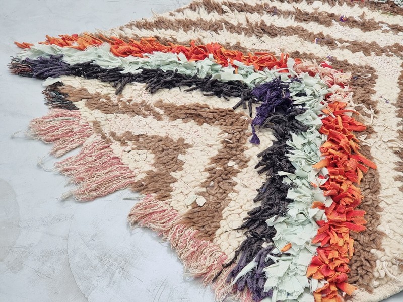 Moroccan Handmade Vintage Berber Rug 2'6x6'2Striped Red & Black Wool &Cotton Rug gallery