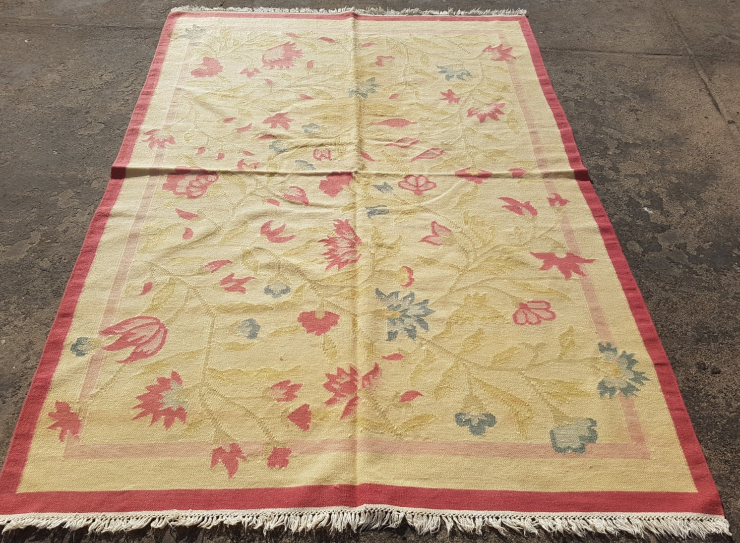 Vintage Traditional Handmade Beautiful Floral Kilim Floor Rug Carpet 236x164 cm gallery