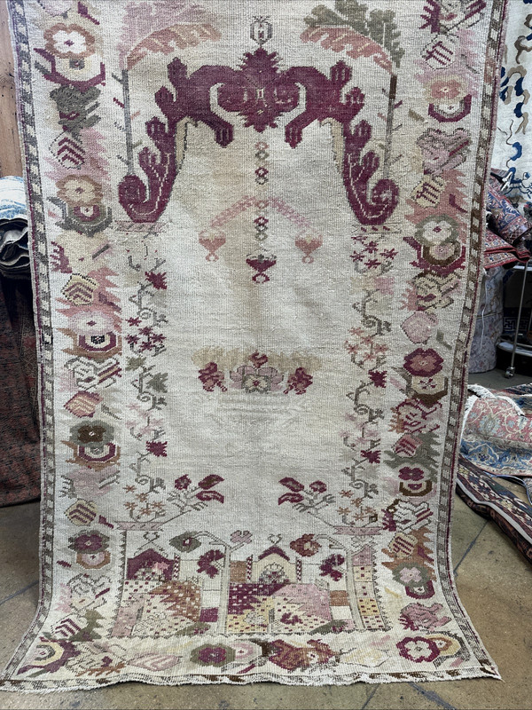 Auth: 19th C Ghiordes Turkish Rug RARE Ottoman Collectors Pc 4x6 NR gallery