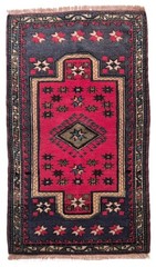 Vintage Anatolian Hand-Knotted Mini Rug, Turkish Tribal Wool Carpet 26×49”