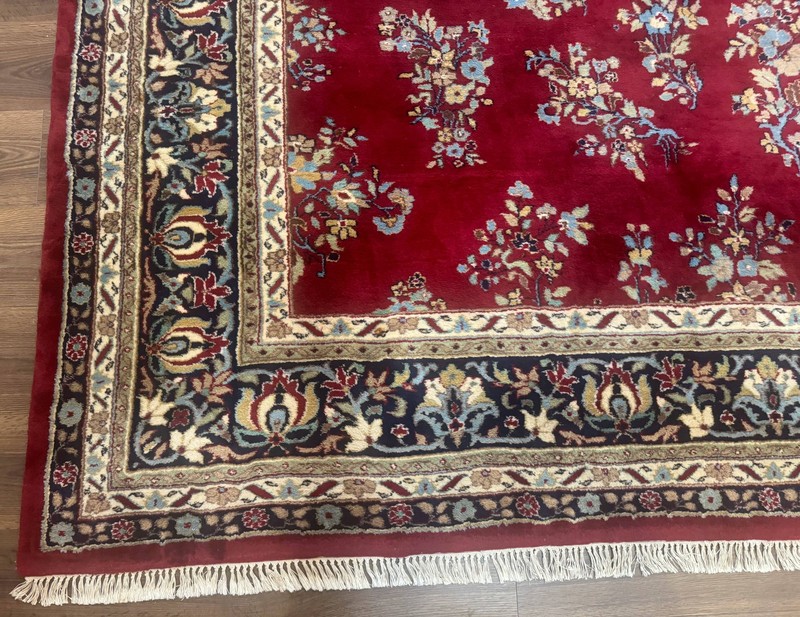 Indo Per'sian Sarouk Rug 10x14 Large Red Navy Blue Carpet Traditional Floral gallery
