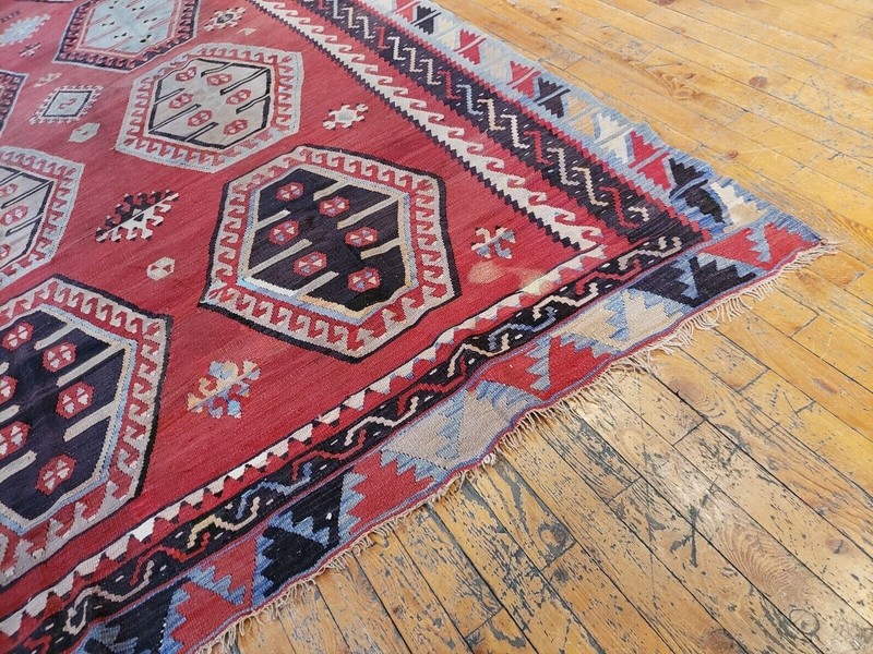 Bohemian c1900-1939s Antique Natural Dye Wool Kilim Sivas Region 6'10"×11' gallery