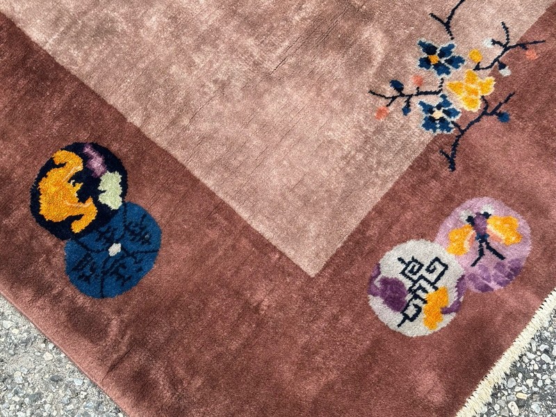 Ci 1920's ANTIQUE ART DECO CHINESE WALTER NICHOLS RUG 4x6.8 HEALTHY EVEN PILE gallery