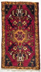 Antique Anatolian Hand-Knotted Small Rug, 22×38 in Turkish Tribal Wool Carpet