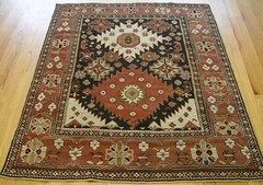 Antique Caucasian Shiravan Hand Knotted 100% Wool Tribal Rug 4’4″ x 5’3″