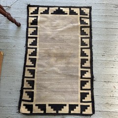 Navajo Pueblo/Dine Rug Antique Rare, Tan And Brown Natural Dyes, 33x 52”