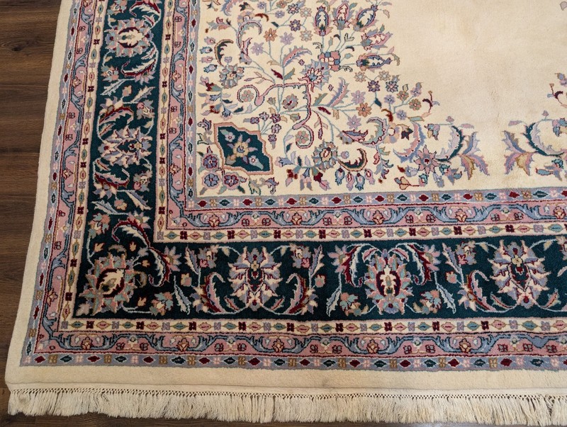 Indo Per'sian Kirman Rug 9x12, Open Field, Hand Knotted Wool Carpet gallery