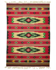 Romanian Transylvanian Kilim Rug Handwoven 100% Wool Geometric Red 1970s 7x5ft