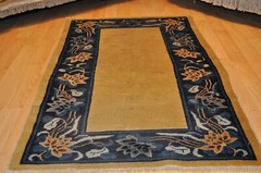 _ANTIQUE_CHINESE_ART_DECO_RUG_3x5 ft. Peking 19th century tribal Oriental