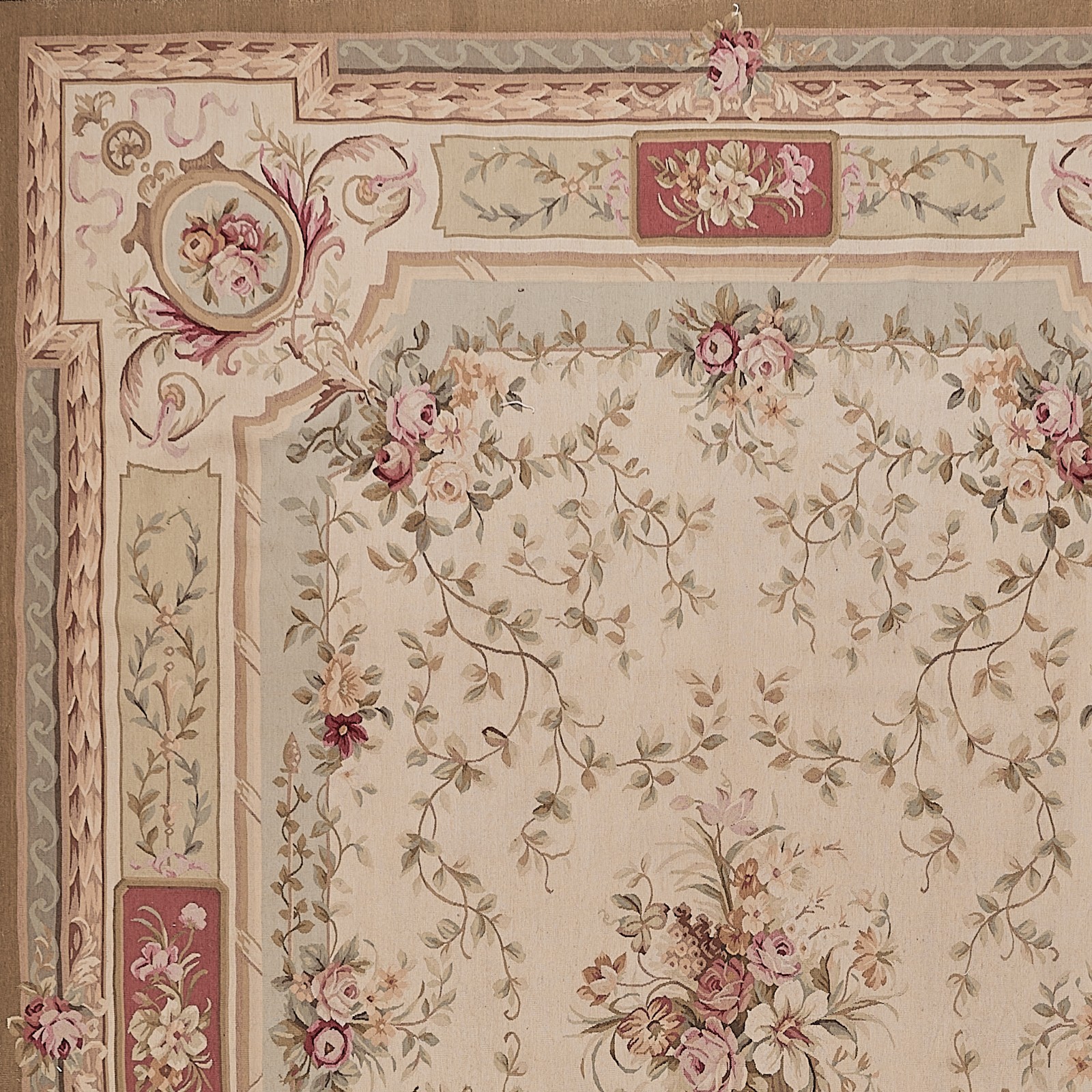 Fine Hand woven Aubusson Circa 1900 Style , 100% Wool-Size 9X12 gallery