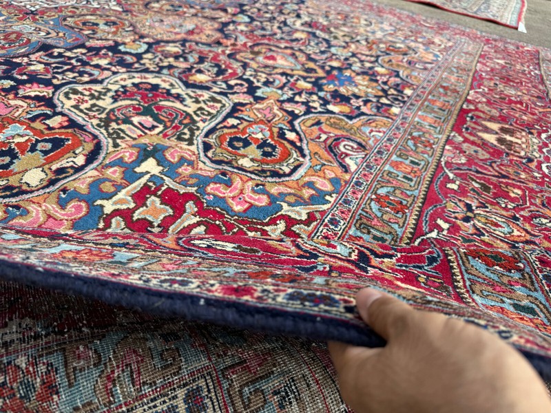 9x12 ANTIQUE ORIENTAL RUG BLUE VINTAGE HAND-KNOTTED handmade colorful real fine gallery
