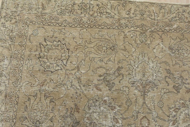 Tabrizi Rug 7'10'' x 11'5'' Beige Wool Vintage Distressed Hand-Knotted Carpet gallery