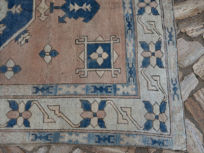 Hand-Knotted Blue Wool Vintage Carpet 6x8 Traditional Anatolia Large Rug Bedroom gallery