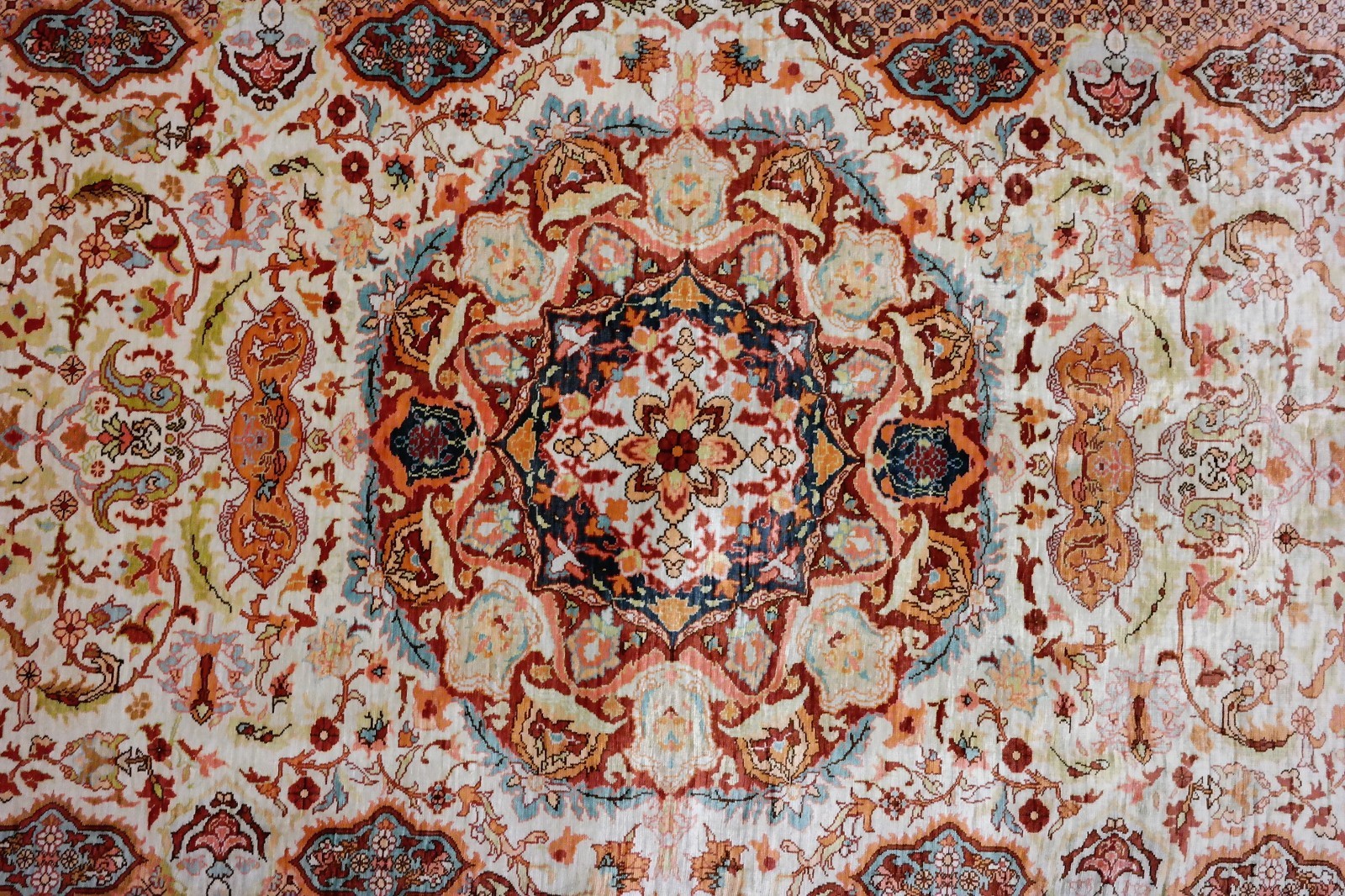 EXCEPTIONAL GENUINE FINE ANTIQUE 100% SILK TURKISH HEREKE SIGNED RUG. gallery