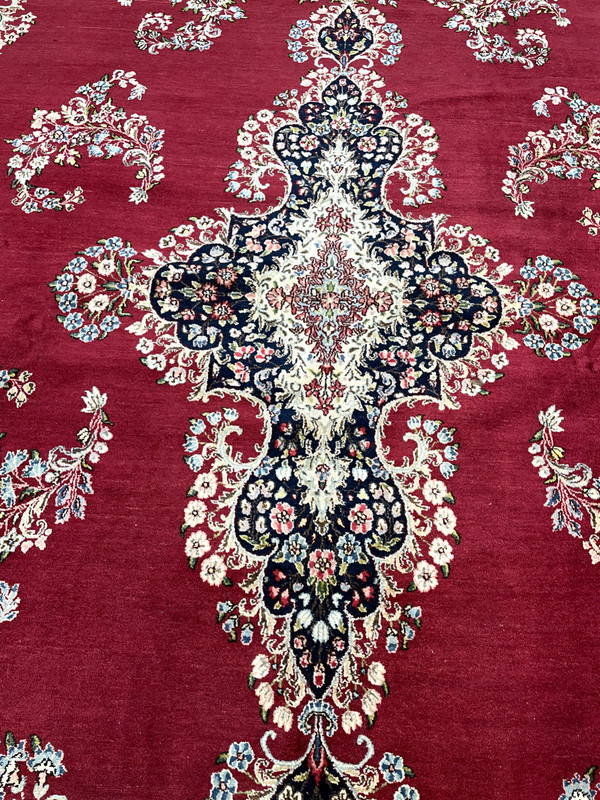 Antique Oriental Hand-Knotted Wool Area Rug Red/Salmon/Blue/Green 9'9" x 17'5" gallery