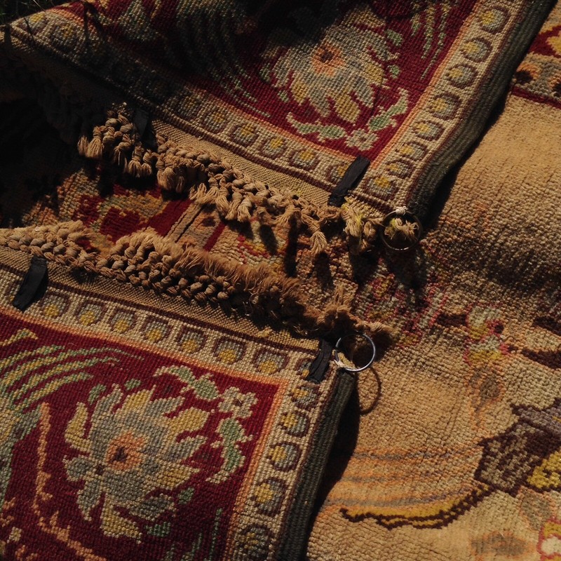 Chinese Antique Rug Carpet Wool Runner Handmade Music Peacock Bird Flower Art gallery