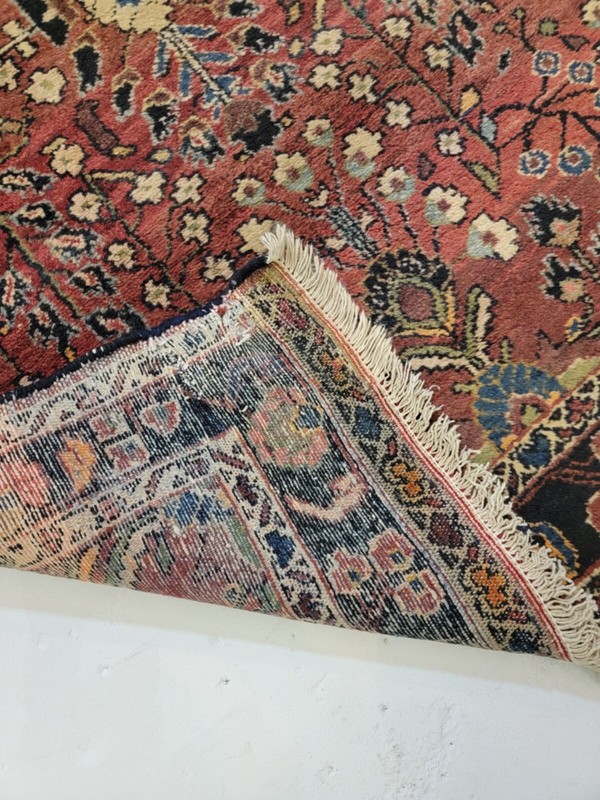 Antique Oriental Hand-Knotted Wool Runner Red/Ivory/Navy Blue/Blue 3'11" x 16'11 gallery
