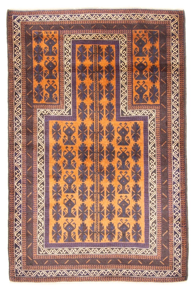 Vintage 3'2" x 4'11" Traditional Hand Knotted Vegetable Dye Wool Area Rug