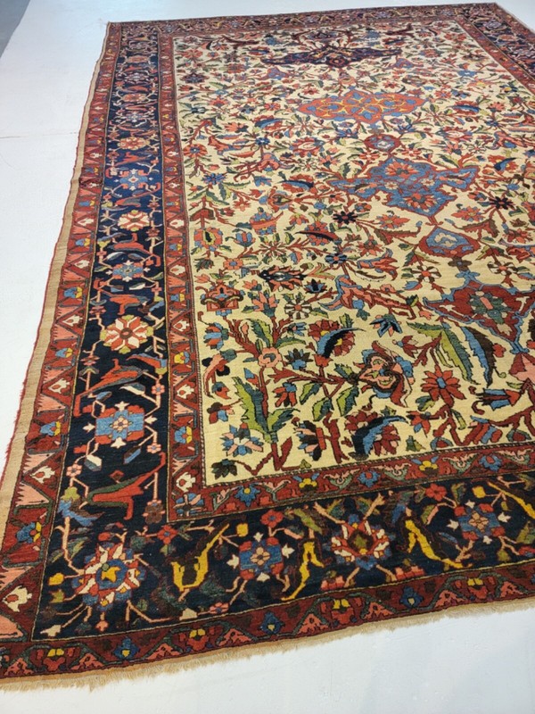 Antique Oriental Hand-Knotted Wool Area Rug Unique Bakhtiari Ivory 11'5" x 16'3" gallery