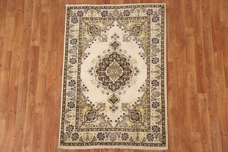 Ivory Vintage Traditional Accent Rug 3x5 ft Hand-knotted Wool Carpet gallery