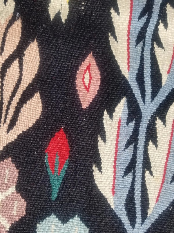 Vintage Traditional Handmade Turkish Wool Black Kilim 5.8x3.3ft gallery