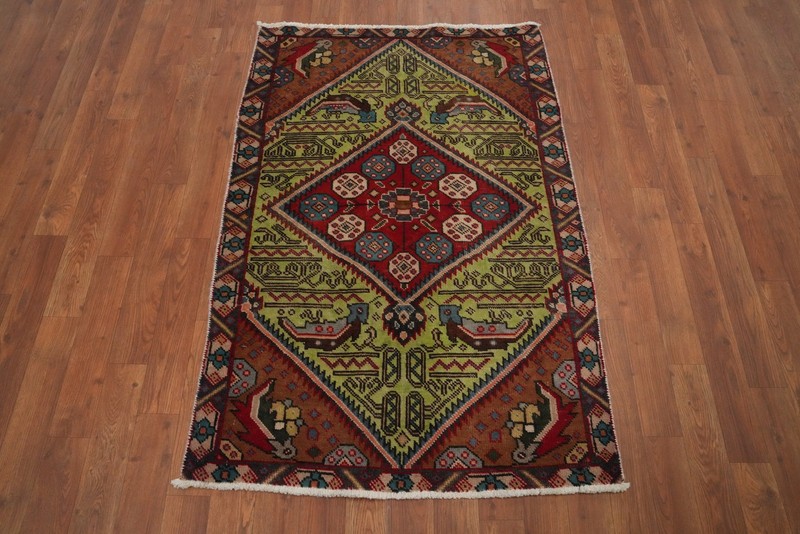 Light Green Geometric Traditional Accent Rug 3x5 ft Hand-knotted Wool gallery