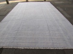 Vintage Traditional Hand Made Oriental Cotton Grey White Kilim Ziloo 481x300cm