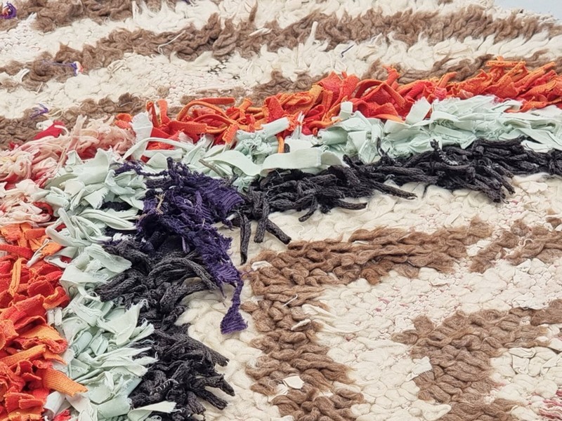 Moroccan Handmade Vintage Berber Rug 2'6x6'2Striped Red & Black Wool &Cotton Rug gallery