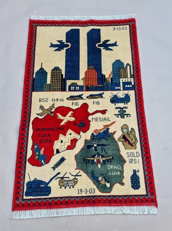 A Beautifully Handmade Afghan war Rug Rare Design Great Quality 133X 80 Cm gallery