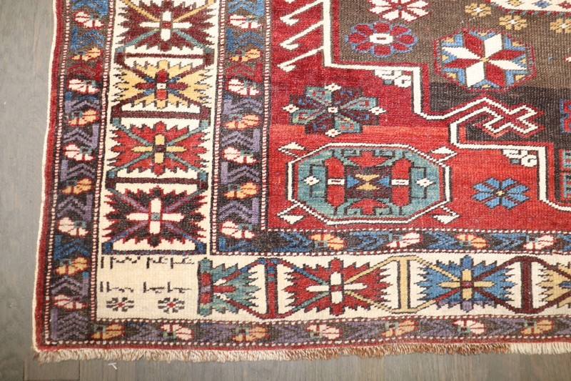 Antique Gorgeous Caucasian Shirvan Kazak Kuba Dated Rug Size 4'1''x5'8'' gallery
