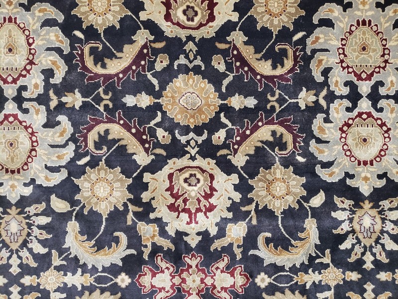 Indian Sultanabad Mahal Area Rug 8x12 Wool Handmade Black Oriental Carpet gallery