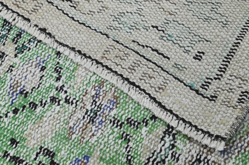 Oushak Turkish Vintage Rug 5x8 Kilim Rug Anatolian Handmade Boho Decor GREEN gallery