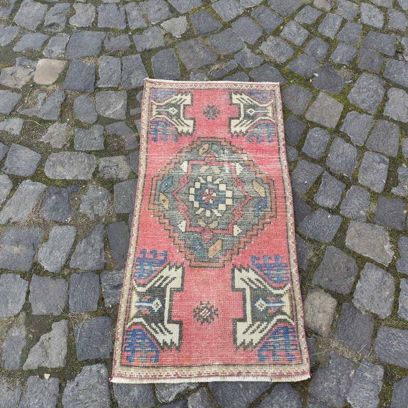 Rare 2x3 Turkish Vintage Small Rug 48 x 92 cm Handmade Bath Mat 1.57 x 3.02 ft gallery