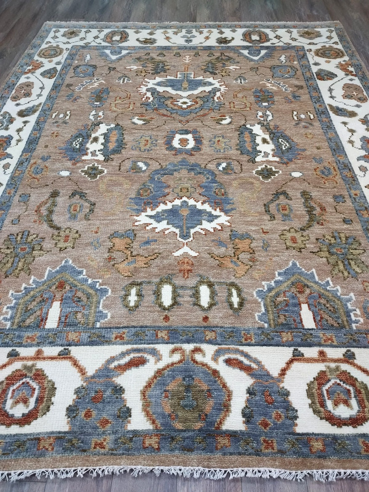 TURKISH OUSHAK RUG.MODERN MULTICOLORED AREA RUG 8x10 FT,HANDMADE BOHEMIAN RUG