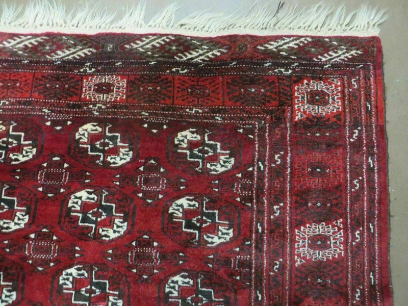 4' 5" X 5' 7" Semi Antique Handmade Afghan Yamud Turkoman Bokhara Wool Rug gallery