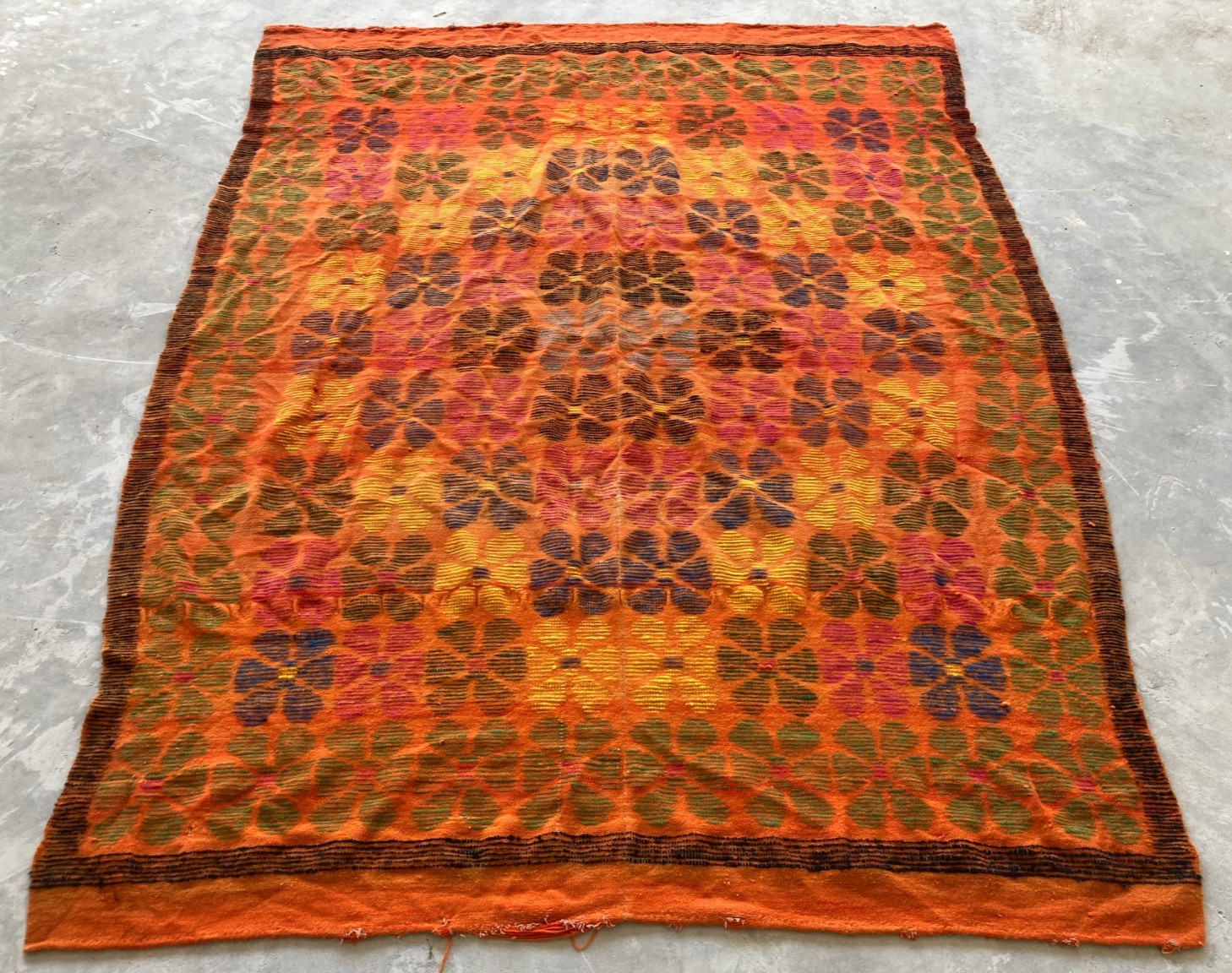 Vintage Traditional Handmade Lovely Moroccan Kilim Floor Rug Carpet 183x132 cm gallery
