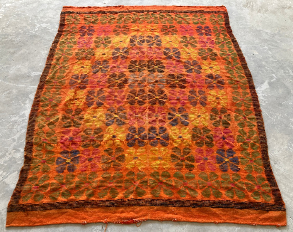 Vintage Traditional Handmade Lovely Moroccan Kilim Floor Rug Carpet 183x132 cm