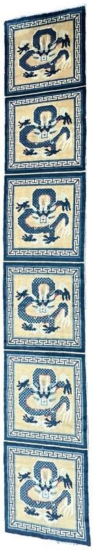 2x13 Antique Chinese Handmade Runner Rug Dragon Design Narrow Runner 64x 391cm gallery